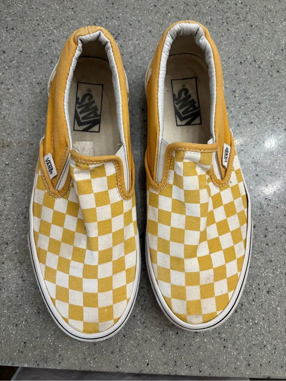 Vans Women’s Checkerboard Slip-On Sneakers - Yellow & White